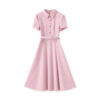 Black and pink short-sleeved dress for work