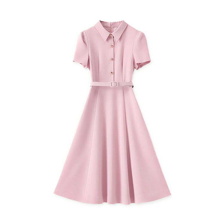 Black and pink short-sleeved dress for work