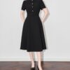 Black and pink short-sleeved dress for work