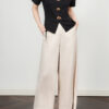 Black and white TENCEL acetate slim waist top with shaped buttons 8