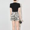 Black beaded high elastic casual commuter T-shirt