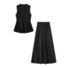 Black sleeveless top and fishtail skirt two piece set 2