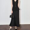 Black sleeveless top and fishtail skirt two piece set 9