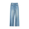 Blue and Grey Vintage Thin Straight Wide Leg Jeans 7