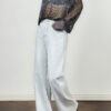 Blue and Grey Vintage Thin Straight Wide Leg Jeans 8