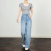 Blue distressed washed wide leg jeans 10