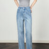Blue distressed washed wide leg jeans 5