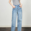 Blue distressed washed wide leg jeans 6