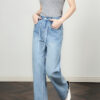 Blue distressed washed wide leg jeans 8