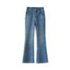 Blue four way stretch high waisted bootcut jeans 1