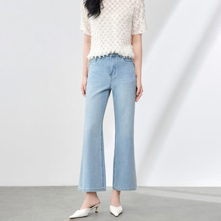 Blue high waist Tencel stretch jeans