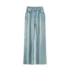 Blue retro nostalgic straight wide leg jeans 1