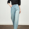 Blue retro nostalgic straight wide leg jeans 8
