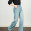 Blue retro nostalgic straight wide leg jeans 9