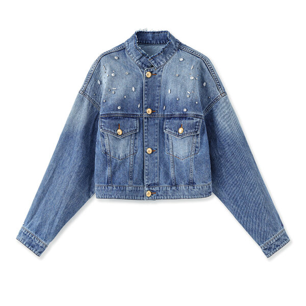 Blue vintage heavy duty studded denim jacket 2