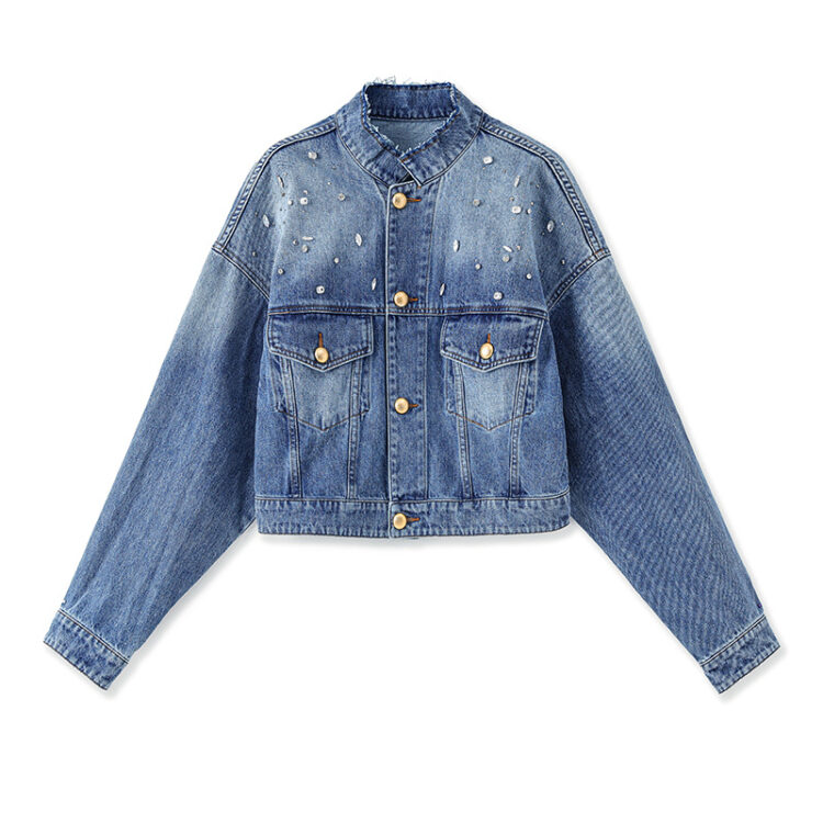 Blue vintage heavy-duty studded denim jacket