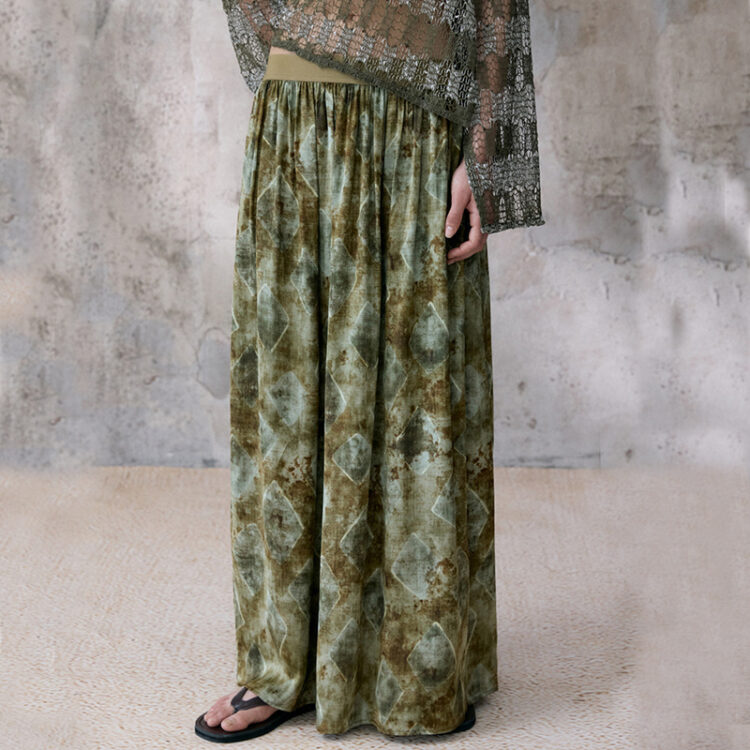 Bohemian Diamond-checkered Printed Skirt