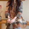 Bohemian Ethnic Style Vintage Print Loose Raglan Long Sleeve Shirt