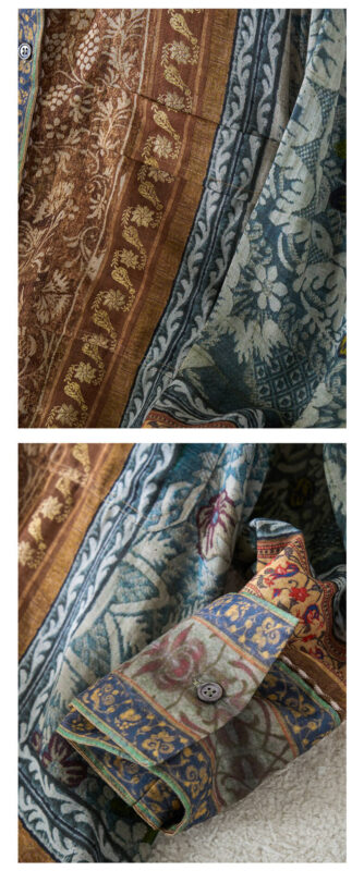 Bohemian Ethnic Style Vintage Print Loose Raglan Long Sleeve Shirt