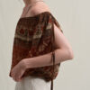 Bohemian-style Vacation Printed Off-the-Shoulder Drawstring Top