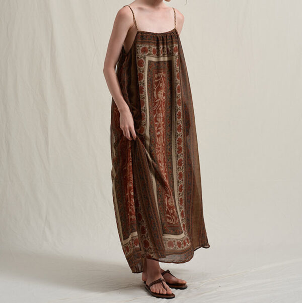 Bohemian-style Vacation Printed Strappy Dress