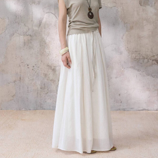 Bohemian style drawstring ramie skirt 1