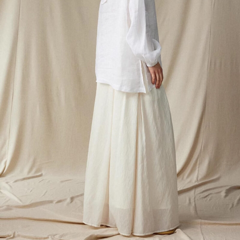 Bohemian style drawstring ramie skirt 3