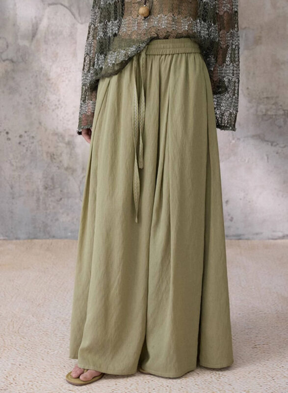 Bohemian style drawstring ramie skirt 5