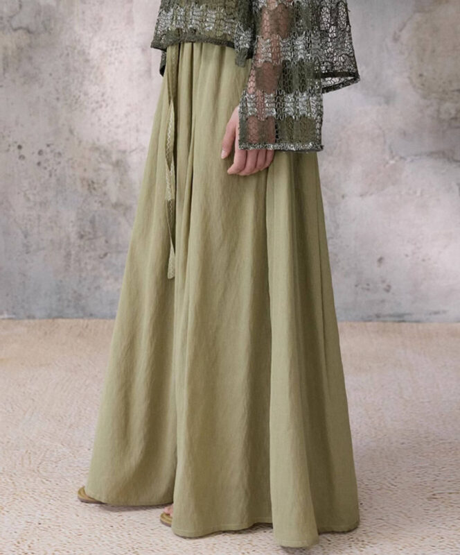 Bohemian style drawstring ramie skirt 6