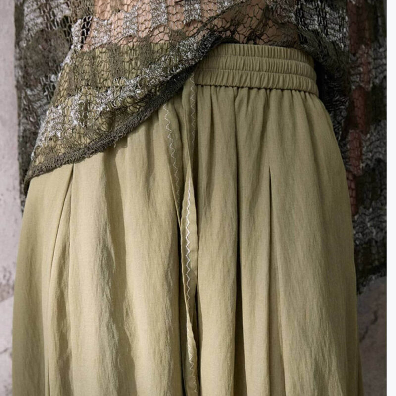 Bohemian style drawstring ramie skirt 7