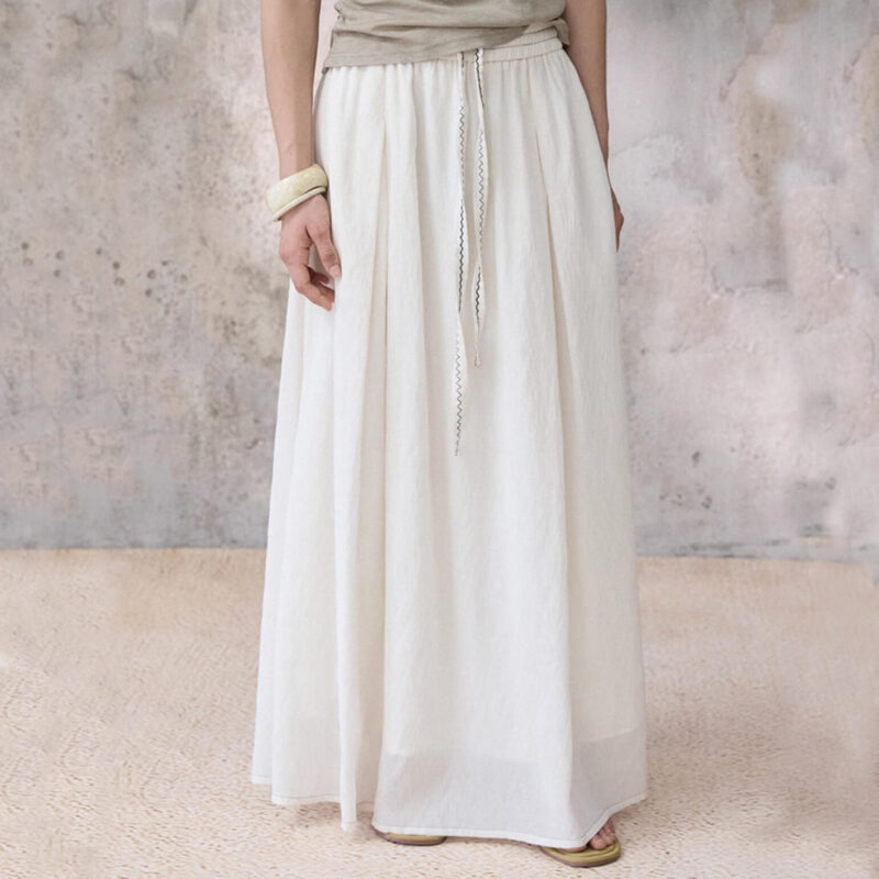 Bohemian style drawstring ramie skirt 8