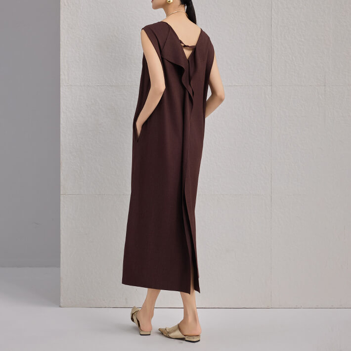 Bordeaux Red Silk Dress