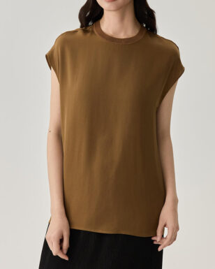 Brown Mulberry Silk Tank Top