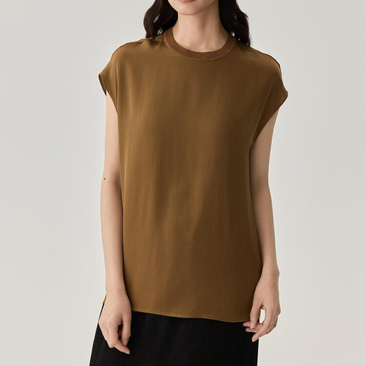 Brown Mulberry Silk Tank Top