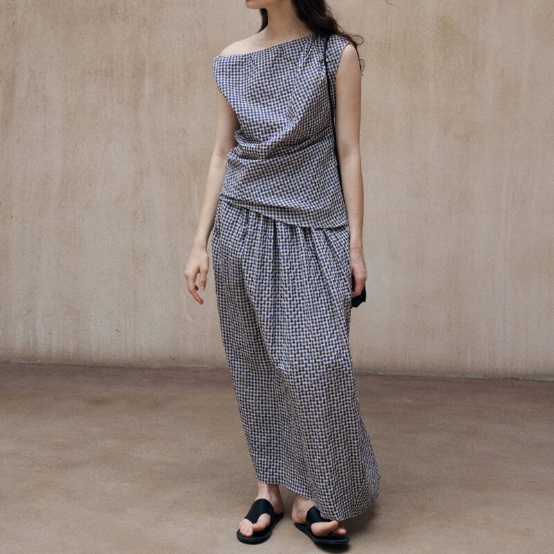 Bubble Check Off shoulder AsymmetricTop 2
