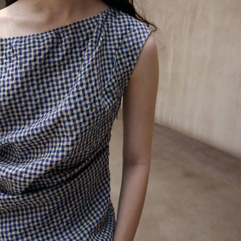 Bubble Check Off shoulder AsymmetricTop 5