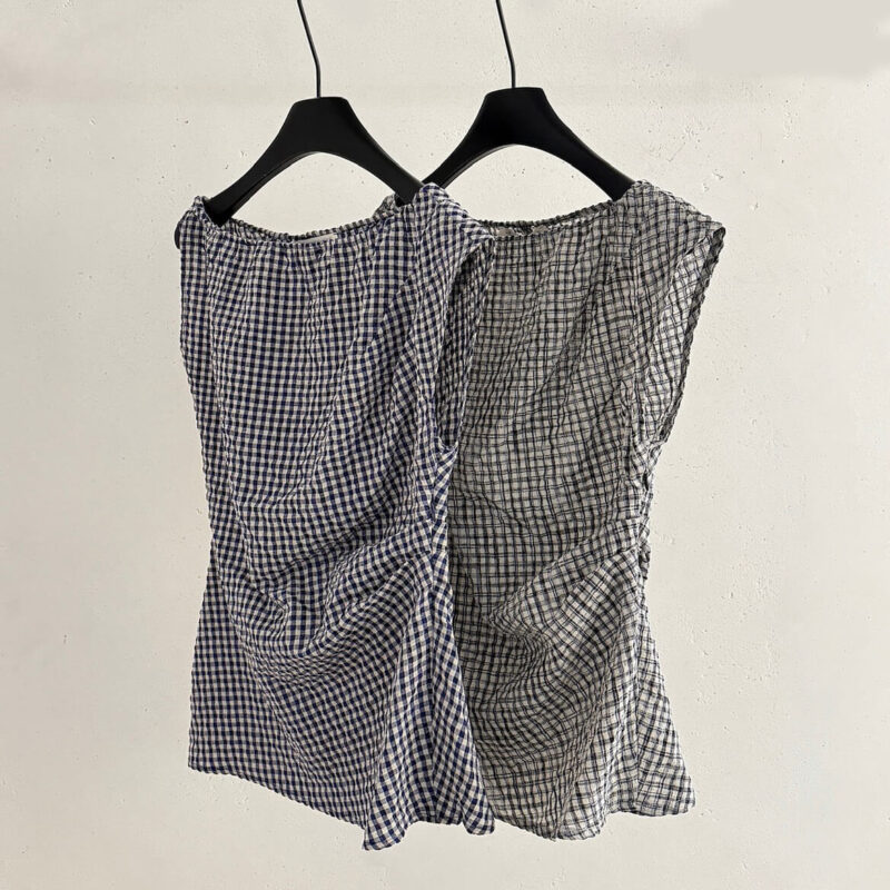 Bubble Check Off shoulder AsymmetricTop 6