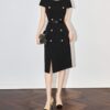 Cape short sleeve waist slim dress