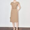 Cape short sleeve waist slim dress