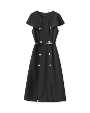 Cape short sleeve waist slim dress