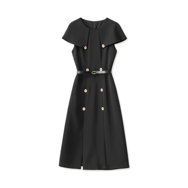 Cape short sleeve waist slim dress