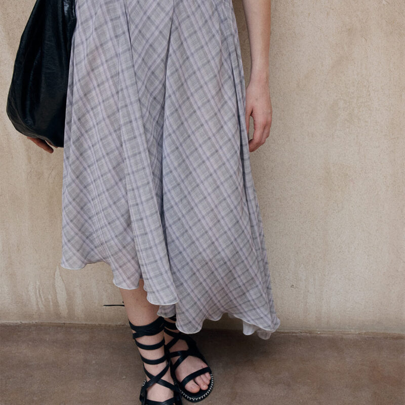 Check Asymmetric Hem Skirt 9