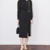 Chic streamer round neck hip wrap dress