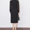 Chic streamer round neck hip wrap dress