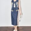 Classic embroidered denim vest and skirt two-piece set