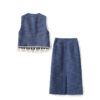 Classic embroidered denim vest and skirt two-piece set