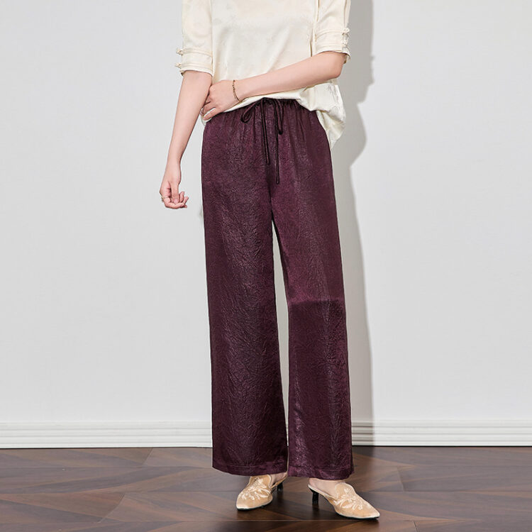 Commuter Loose Acetate Satin Casual Pants