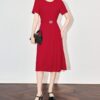 Commuter draped waist slimming dress