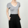 Contrast Collar Stretch Fake Two Piece Knit T Shirt 7