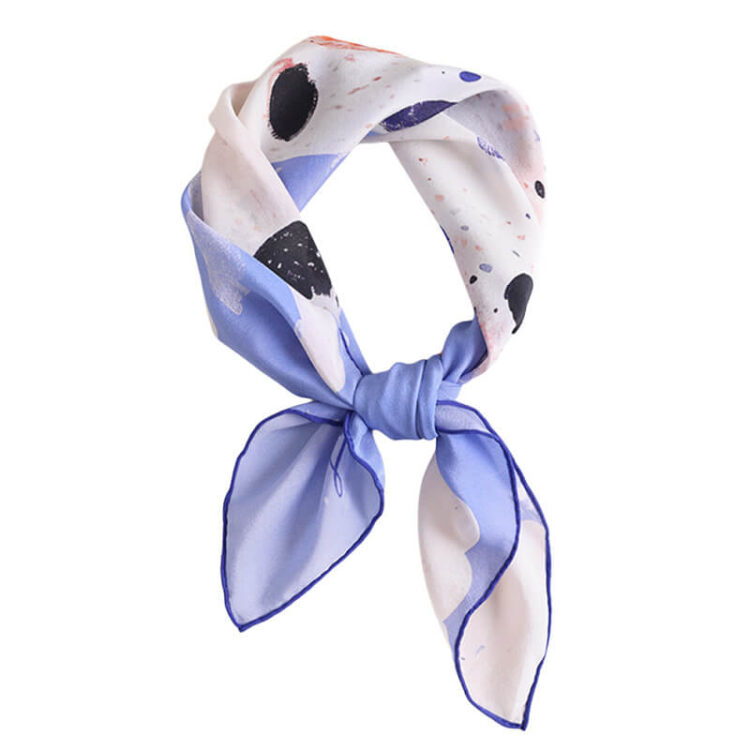 Dalmatian-patterned Double Crepe Hand-rolled Edge Mulberry Silk Scarf
